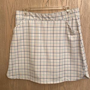 Peter Millar Golf Skort Large White/Blue/Tan Pattern